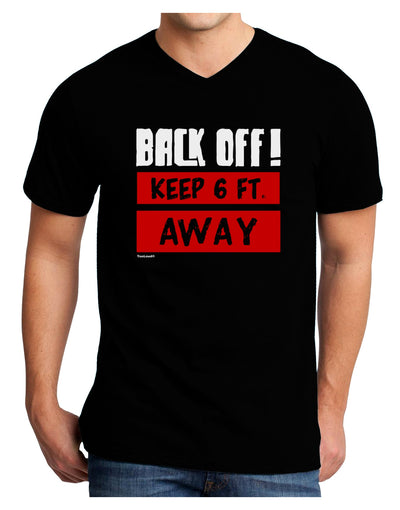 BACK OFF Keep 6 Feet Away Adult V-Neck T-shirt-Mens T-Shirt-TooLoud-Black-Small-Davson Sales
