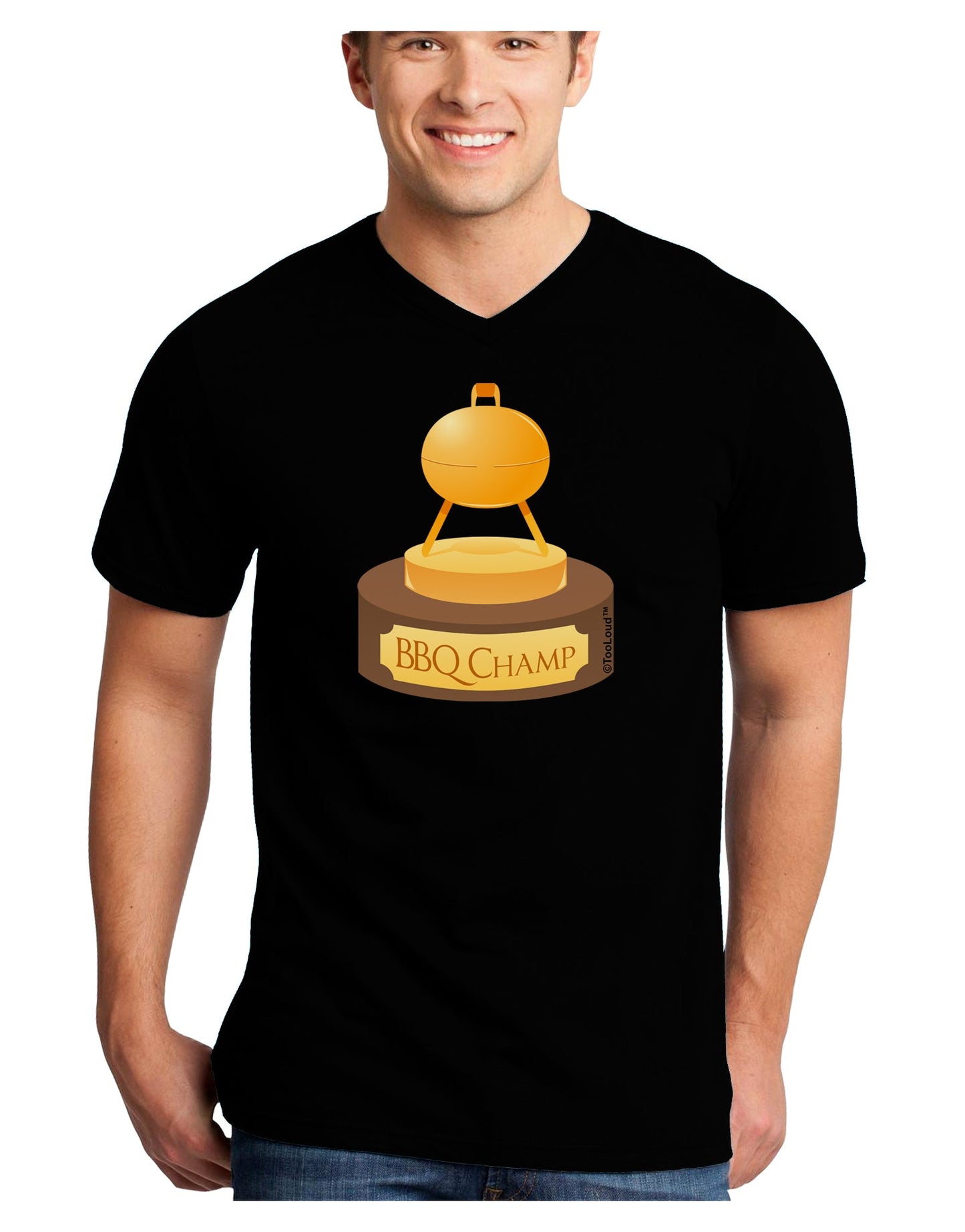 BBQ Champ - Golden Grill Trophy Adult Dark V-Neck T-Shirt by TooLoud-Mens V-Neck T-Shirt-TooLoud-Black-Small-Davson Sales