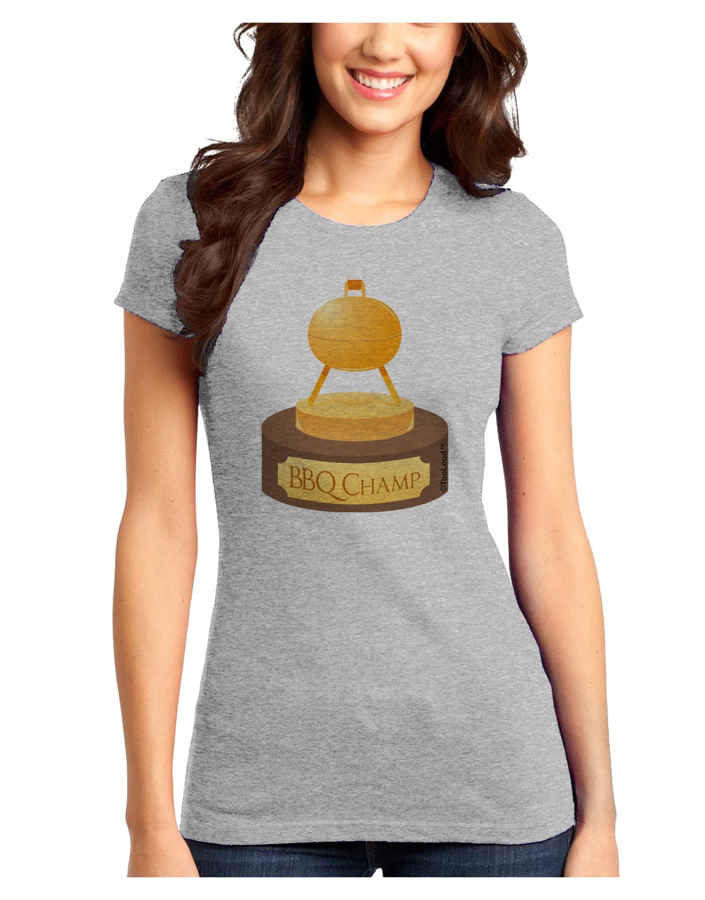 BBQ Champ - Golden Grill Trophy Juniors T-Shirt by TooLoud-Womens Juniors T-Shirt-TooLoud-Ash-Gray-Juniors Fitted X-Small-Davson Sales