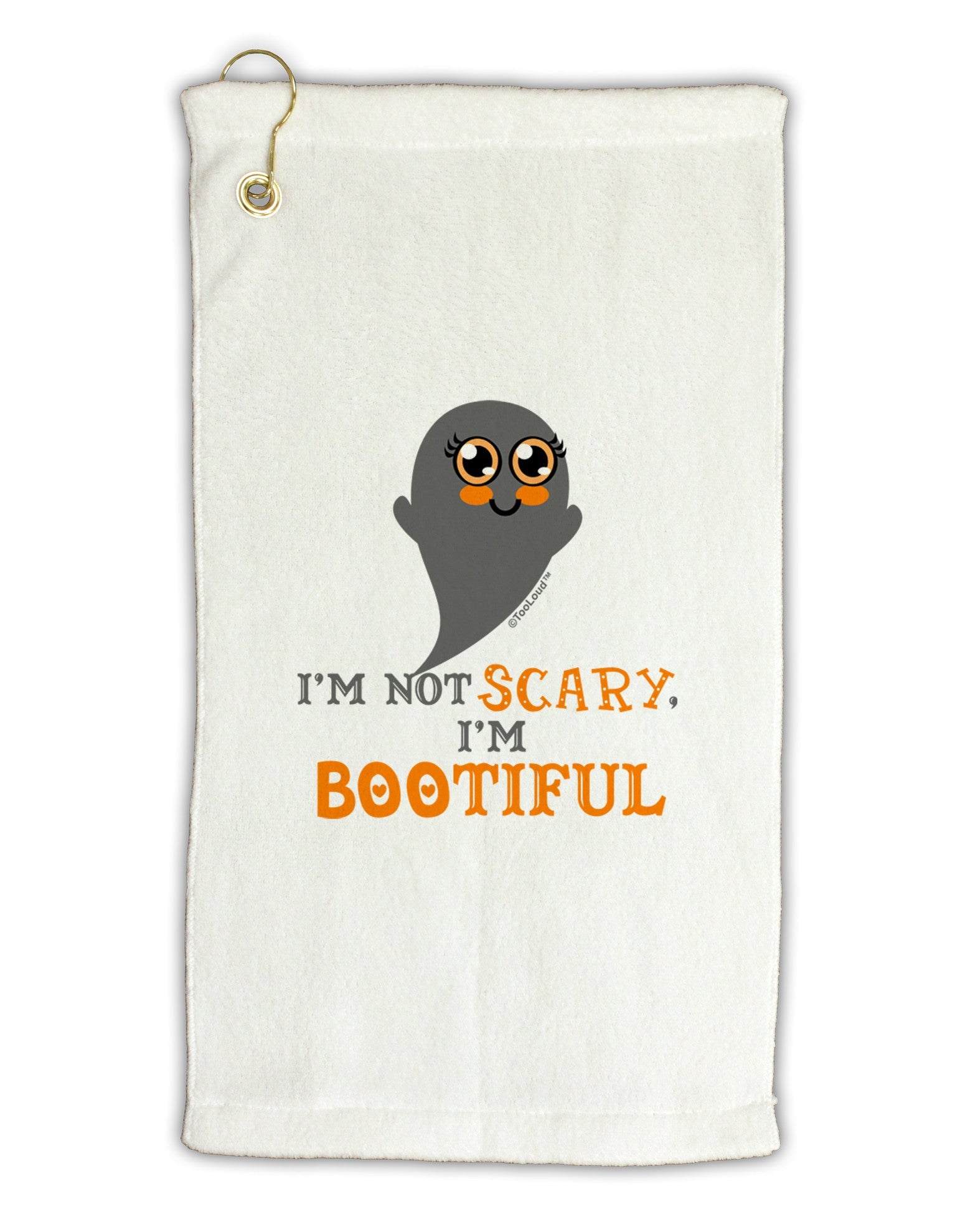 BOOtiful Ghost Orange Micro Terry Gromet Golf Towel 16 x 25 inch-Golf Towel-TooLoud-White-Davson Sales