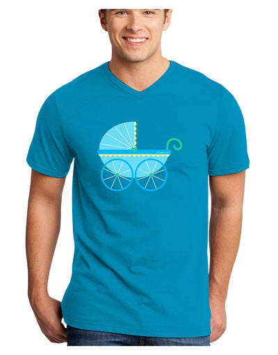 Baby Boy Carriage Adult Dark V-Neck T-Shirt-TooLoud-Turquoise-Small-Davson Sales