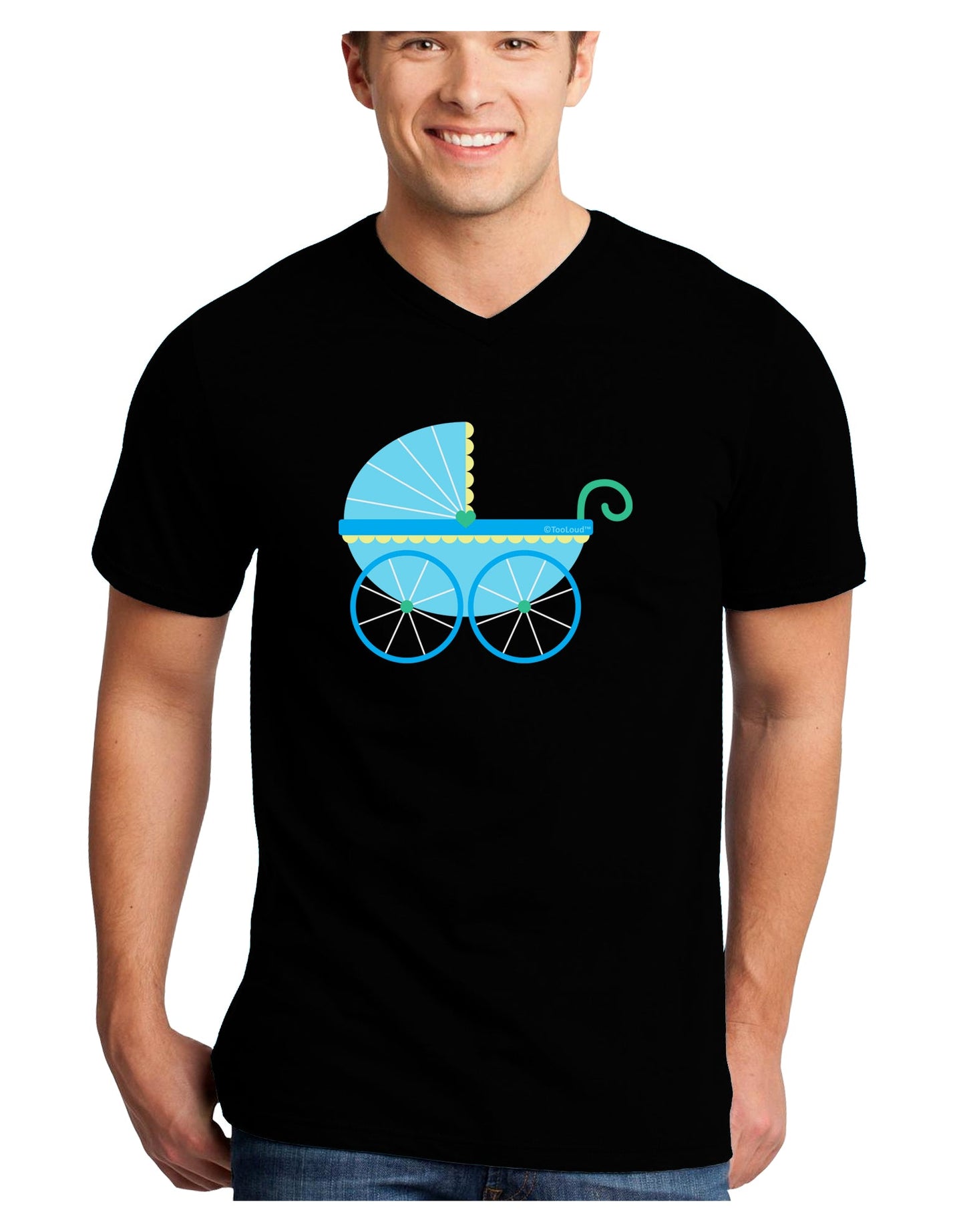 Baby Boy Carriage Adult Dark V-Neck T-Shirt-TooLoud-Black-Small-Davson Sales
