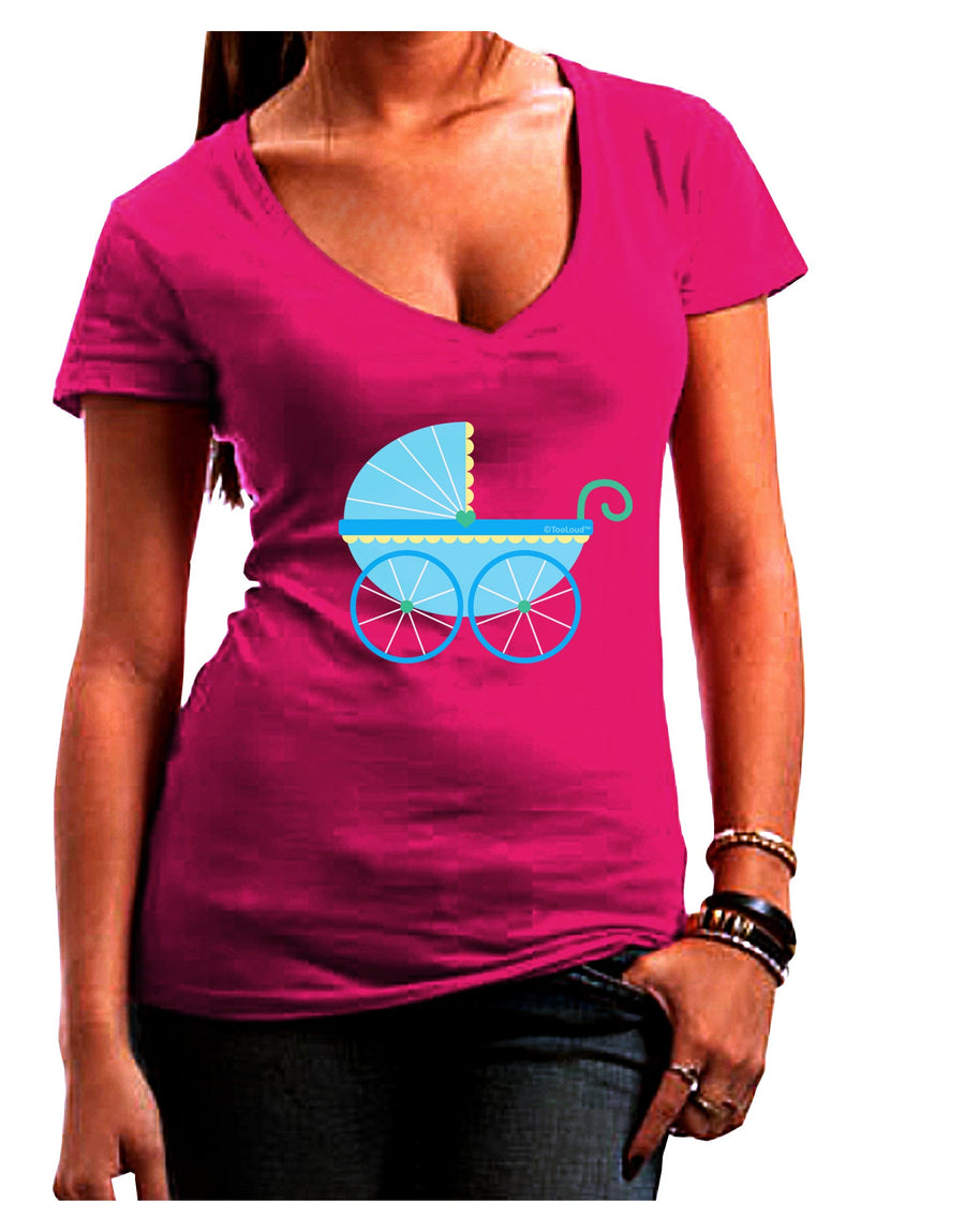 Baby Boy Carriage Juniors V-Neck Dark T-Shirt-Womens V-Neck T-Shirts-TooLoud-Black-Juniors Fitted Small-Davson Sales