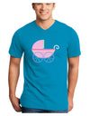 Baby Girl Carriage Adult Dark V-Neck T-Shirt-TooLoud-Turquoise-Small-Davson Sales