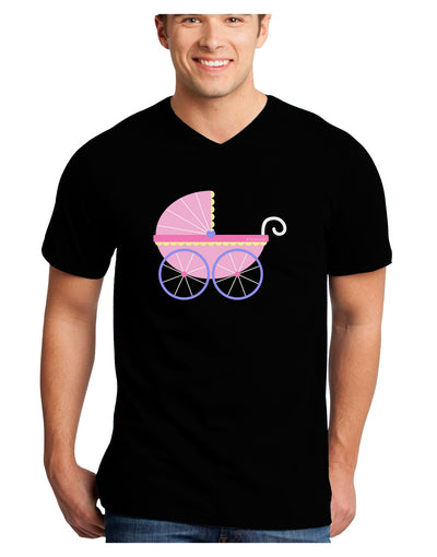 Baby Girl Carriage Adult Dark V-Neck T-Shirt-TooLoud-Black-Small-Davson Sales