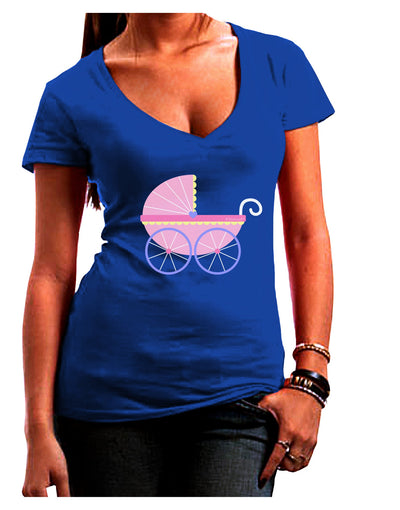 Baby Girl Carriage Juniors V-Neck Dark T-Shirt-Womens V-Neck T-Shirts-TooLoud-Royal-Blue-Juniors Fitted Small-Davson Sales