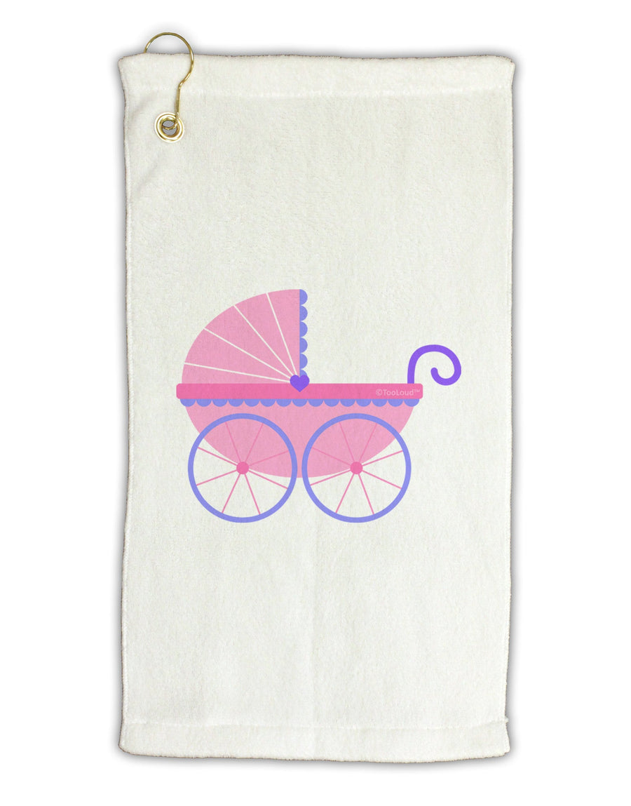 Baby Girl Carriage Micro Terry Gromet Golf Towel 16 x 25 inch-Golf Towel-TooLoud-White-Davson Sales