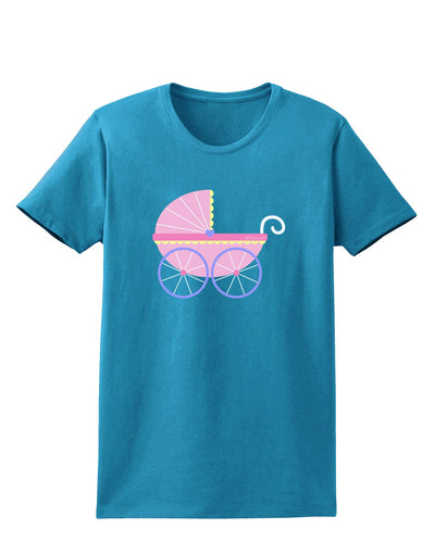 Baby Girl Carriage Womens Dark T-Shirt-TooLoud-Turquoise-X-Small-Davson Sales