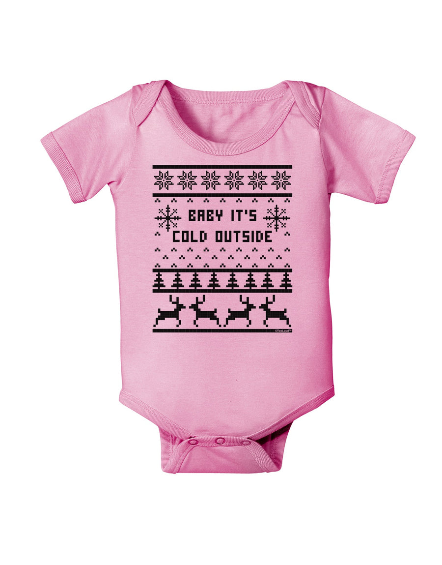 Baby It's Cold Outside Christmas Sweater Design Baby Romper Bodysuit-Baby Romper-TooLoud-White-06-Months-Davson Sales