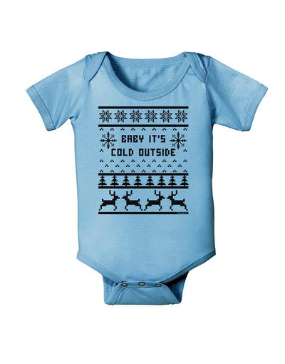 Baby It's Cold Outside Christmas Sweater Design Baby Romper Bodysuit-Baby Romper-TooLoud-Light-Blue-06-Months-Davson Sales