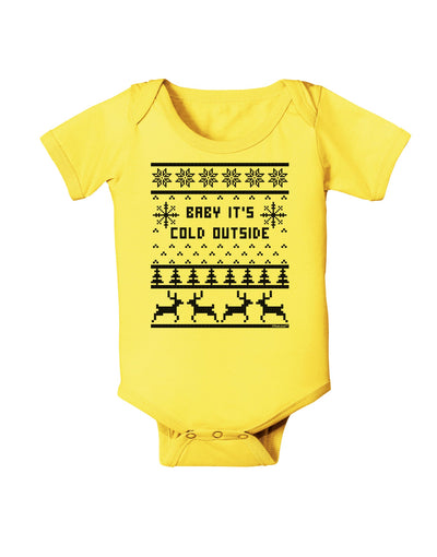 Baby It's Cold Outside Christmas Sweater Design Baby Romper Bodysuit-Baby Romper-TooLoud-Yellow-06-Months-Davson Sales