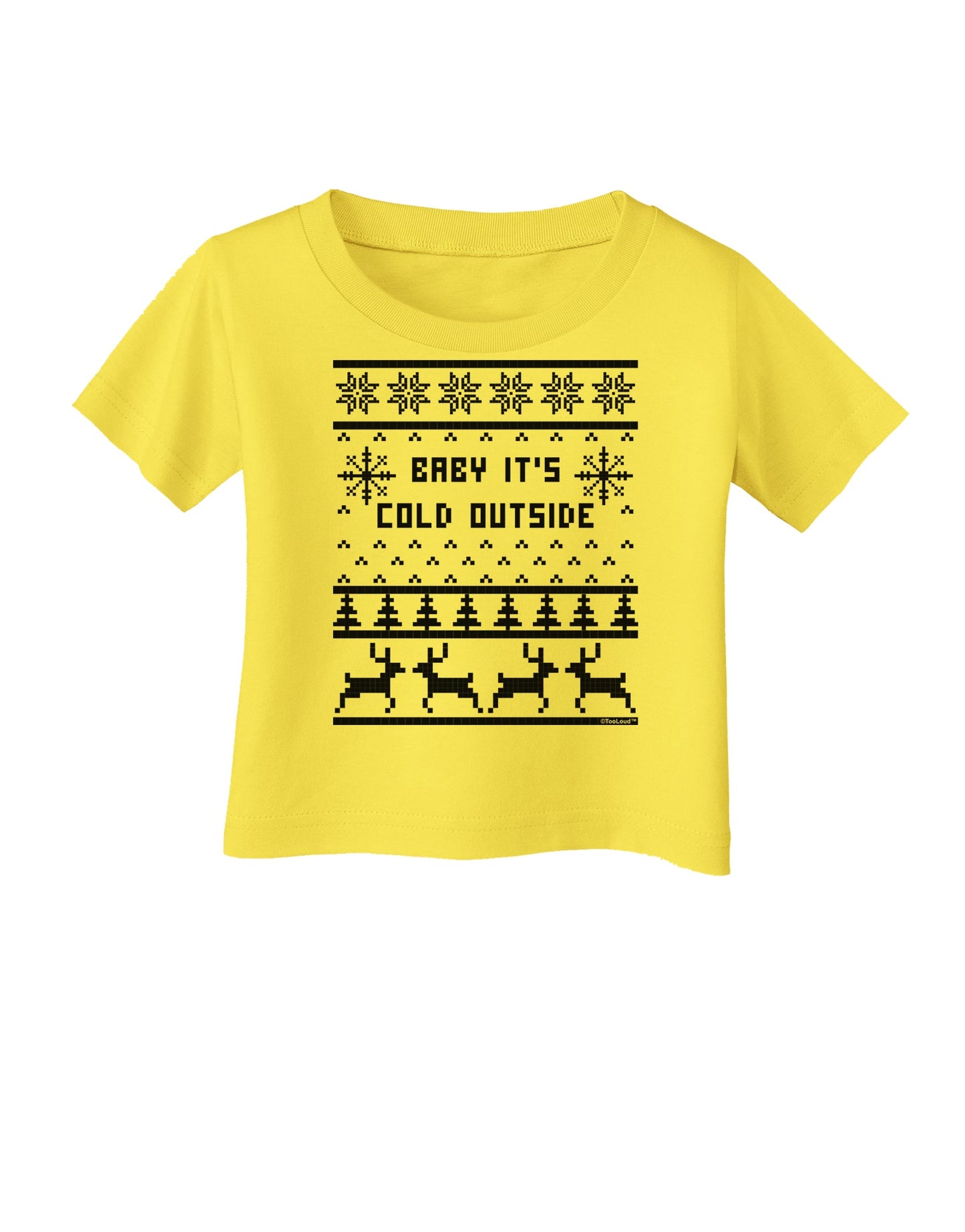 Baby It's Cold Outside Christmas Sweater Design Infant T-Shirt-Infant T-Shirt-TooLoud-Yellow-06-Months-Davson Sales