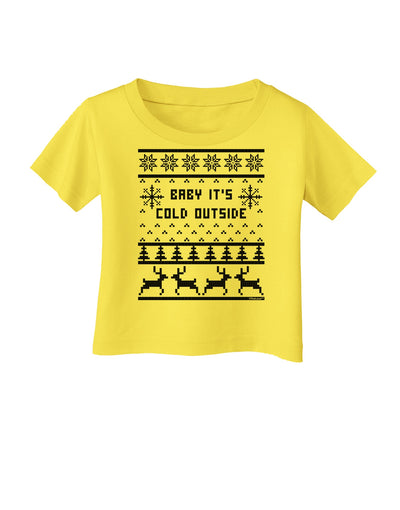 Baby It's Cold Outside Christmas Sweater Design Infant T-Shirt-Infant T-Shirt-TooLoud-Yellow-06-Months-Davson Sales