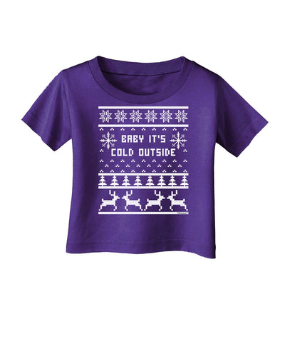 Baby It's Cold Outside Christmas Sweater Design Infant T-Shirt Dark-Infant T-Shirt-TooLoud-Purple-06-Months-Davson Sales