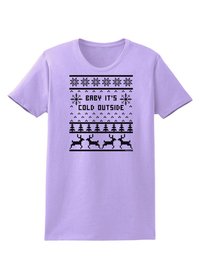 Baby It's Cold Outside Christmas Sweater Design Womens T-Shirt-Womens T-Shirt-TooLoud-Lavender-X-Small-Davson Sales