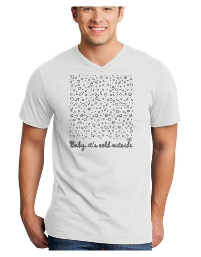 Baby It's Cold Outside Falling Snowflakes - Christmas Adult V-Neck T-shirt-Mens V-Neck T-Shirt-TooLoud-White-Small-Davson Sales