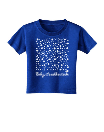 Baby It's Cold Outside Falling Snowflakes - Christmas Toddler T-Shirt Dark-Toddler T-Shirt-TooLoud-Red-2T-Davson Sales