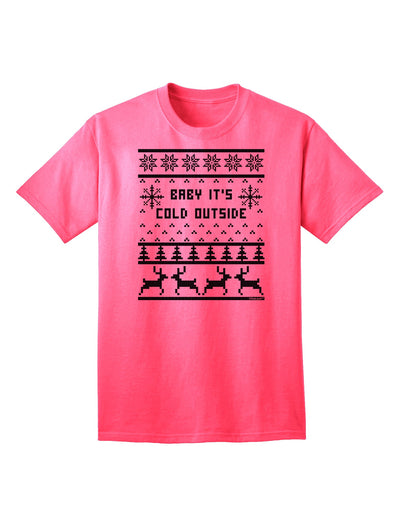 Baby It's Cold Outside - Premium Christmas Sweater Design Adult T-Shirt for Festive Season Elegance-Mens T-shirts-TooLoud-Neon-Pink-Small-Davson Sales