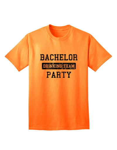 Bachelor Party Drinking Team - Distressed Adult T-Shirt-Mens T-Shirt-TooLoud-Neon-Orange-Small-Davson Sales