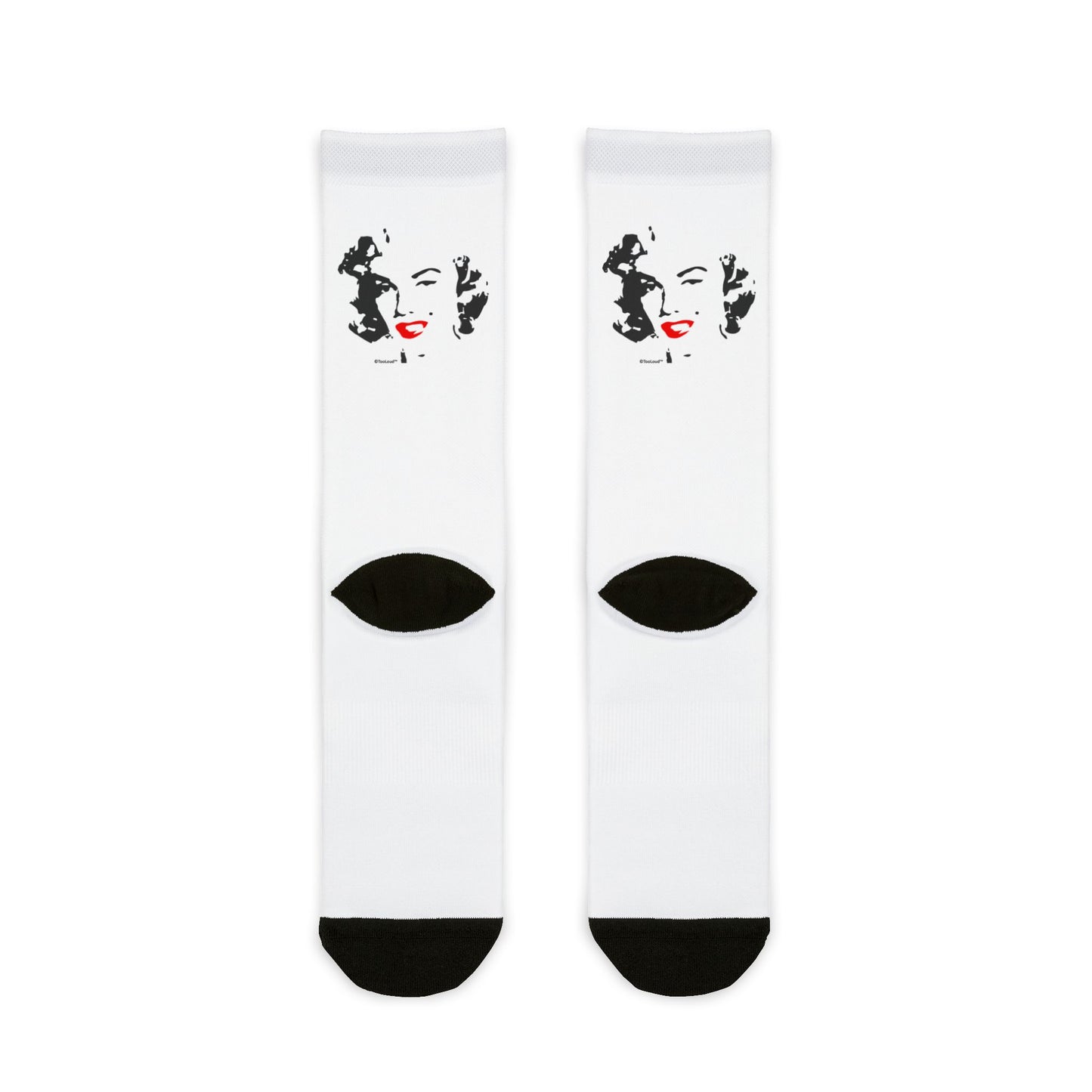 Stylish Marilyn Monroe Cutout Design Red Lips Adult Crew Socks - Exclusively by TooLoud