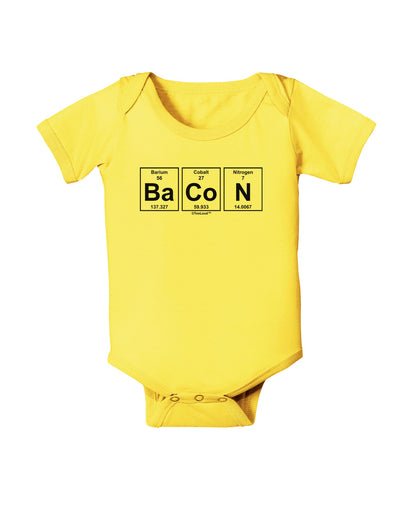 Bacon Periodic Table of Elements Baby Romper Bodysuit by TooLoud-Baby Romper-TooLoud-Yellow-06-Months-Davson Sales