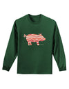 Bacon Pig Silhouette Adult Long Sleeve Dark T-Shirt by TooLoud-TooLoud-Dark-Green-Small-Davson Sales