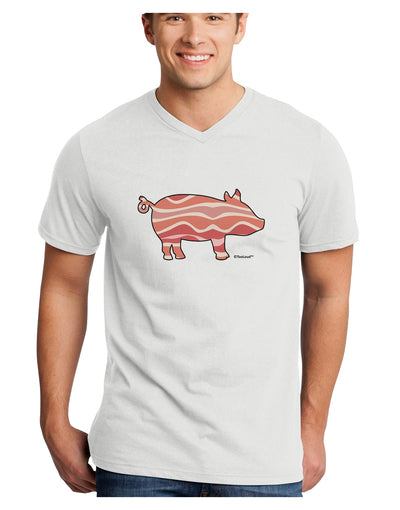 Bacon Pig Silhouette Adult V-Neck T-shirt by TooLoud-Mens V-Neck T-Shirt-TooLoud-White-Small-Davson Sales