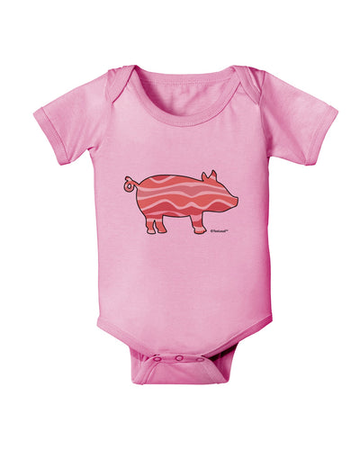 Bacon Pig Silhouette Baby Romper Bodysuit by TooLoud-Baby Romper-TooLoud-Light-Pink-06-Months-Davson Sales