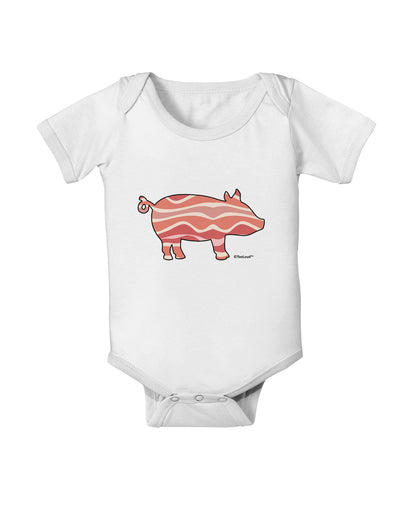 Bacon Pig Silhouette Baby Romper Bodysuit by TooLoud-Baby Romper-TooLoud-White-06-Months-Davson Sales