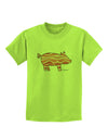 Bacon Pig Silhouette Childrens T-Shirt by TooLoud-Childrens T-Shirt-TooLoud-Lime-Green-X-Small-Davson Sales