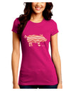 Bacon Pig Silhouette Juniors Crew Dark T-Shirt by TooLoud-T-Shirts Juniors Tops-TooLoud-Hot-Pink-Juniors Fitted Small-Davson Sales