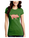 Bacon Pig Silhouette Juniors Crew Dark T-Shirt by TooLoud-T-Shirts Juniors Tops-TooLoud-Kiwi-Green-Juniors Fitted X-Small-Davson Sales