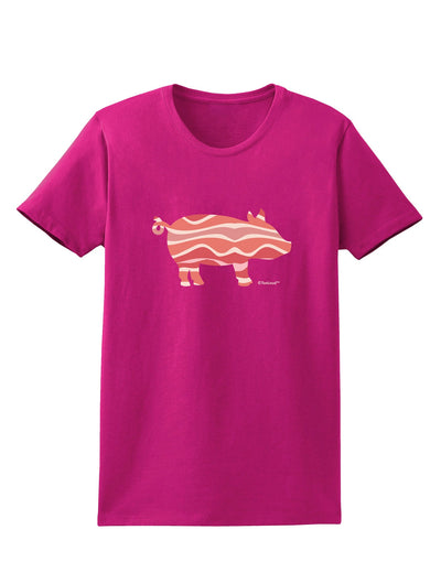 Bacon Pig Silhouette Womens Dark T-Shirt by TooLoud-Womens T-Shirt-TooLoud-Hot-Pink-Small-Davson Sales