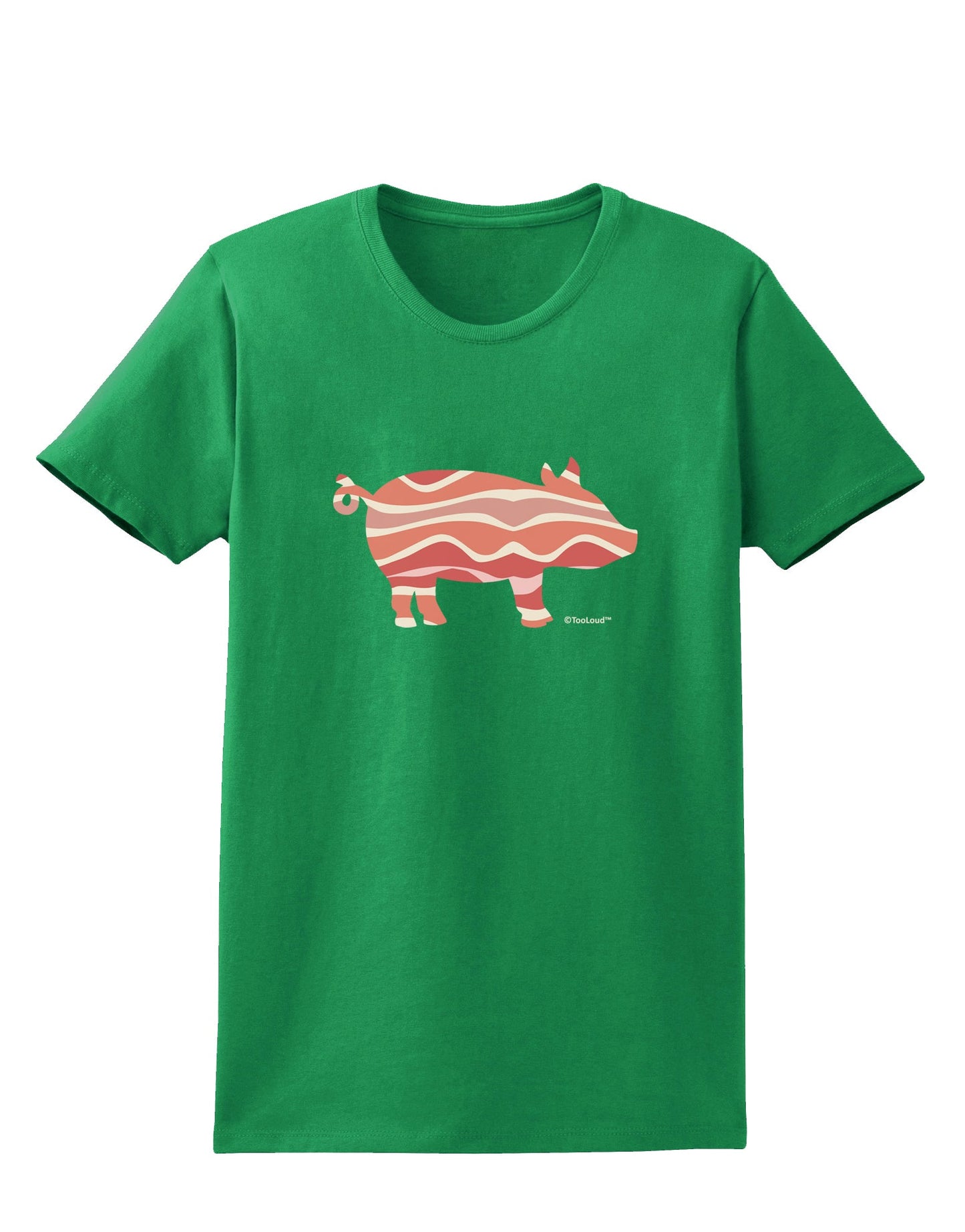 Bacon Pig Silhouette Womens Dark T-Shirt by TooLoud-Womens T-Shirt-TooLoud-Kelly-Green-X-Small-Davson Sales