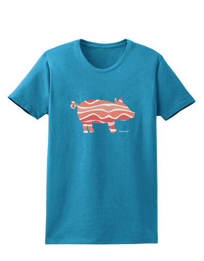 Bacon Pig Silhouette Womens Dark T-Shirt by TooLoud-Womens T-Shirt-TooLoud-Turquoise-X-Small-Davson Sales