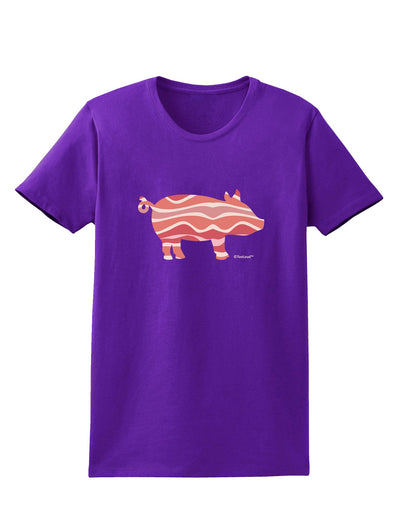 Bacon Pig Silhouette Womens Dark T-Shirt by TooLoud-Womens T-Shirt-TooLoud-Purple-X-Small-Davson Sales