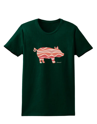 Bacon Pig Silhouette Womens Dark T-Shirt by TooLoud-Womens T-Shirt-TooLoud-Forest-Green-Small-Davson Sales