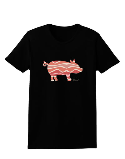 Bacon Pig Silhouette Womens Dark T-Shirt by TooLoud-Womens T-Shirt-TooLoud-Black-X-Small-Davson Sales