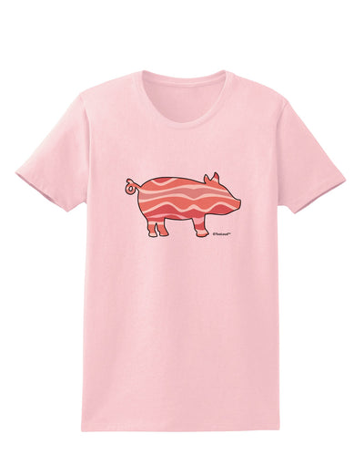 Bacon Pig Silhouette Womens T-Shirt by TooLoud-Womens T-Shirt-TooLoud-PalePink-X-Small-Davson Sales