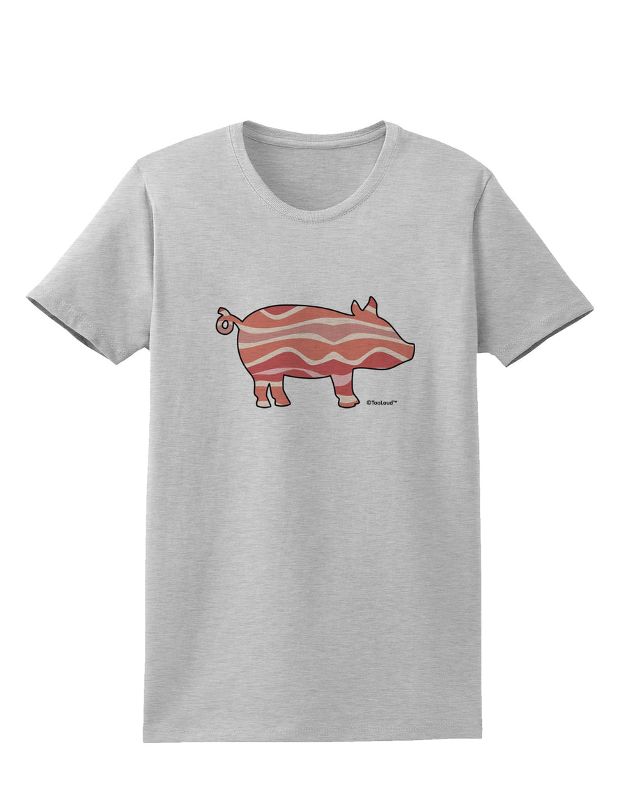 Bacon Pig Silhouette Womens T-Shirt by TooLoud-Womens T-Shirt-TooLoud-White-X-Small-Davson Sales