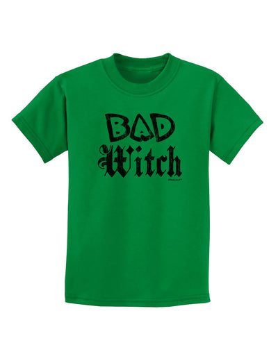 Bad Witch Distressed Childrens T-Shirt-Childrens T-Shirt-TooLoud-Kelly-Green-X-Small-Davson Sales