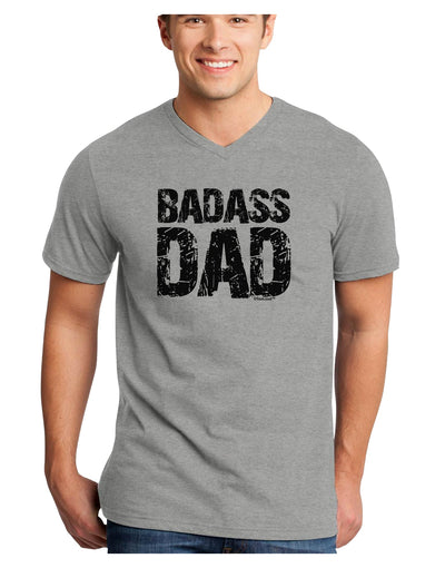 Badass Dad Adult V-Neck T-shirt by TooLoud-Mens V-Neck T-Shirt-TooLoud-HeatherGray-Small-Davson Sales