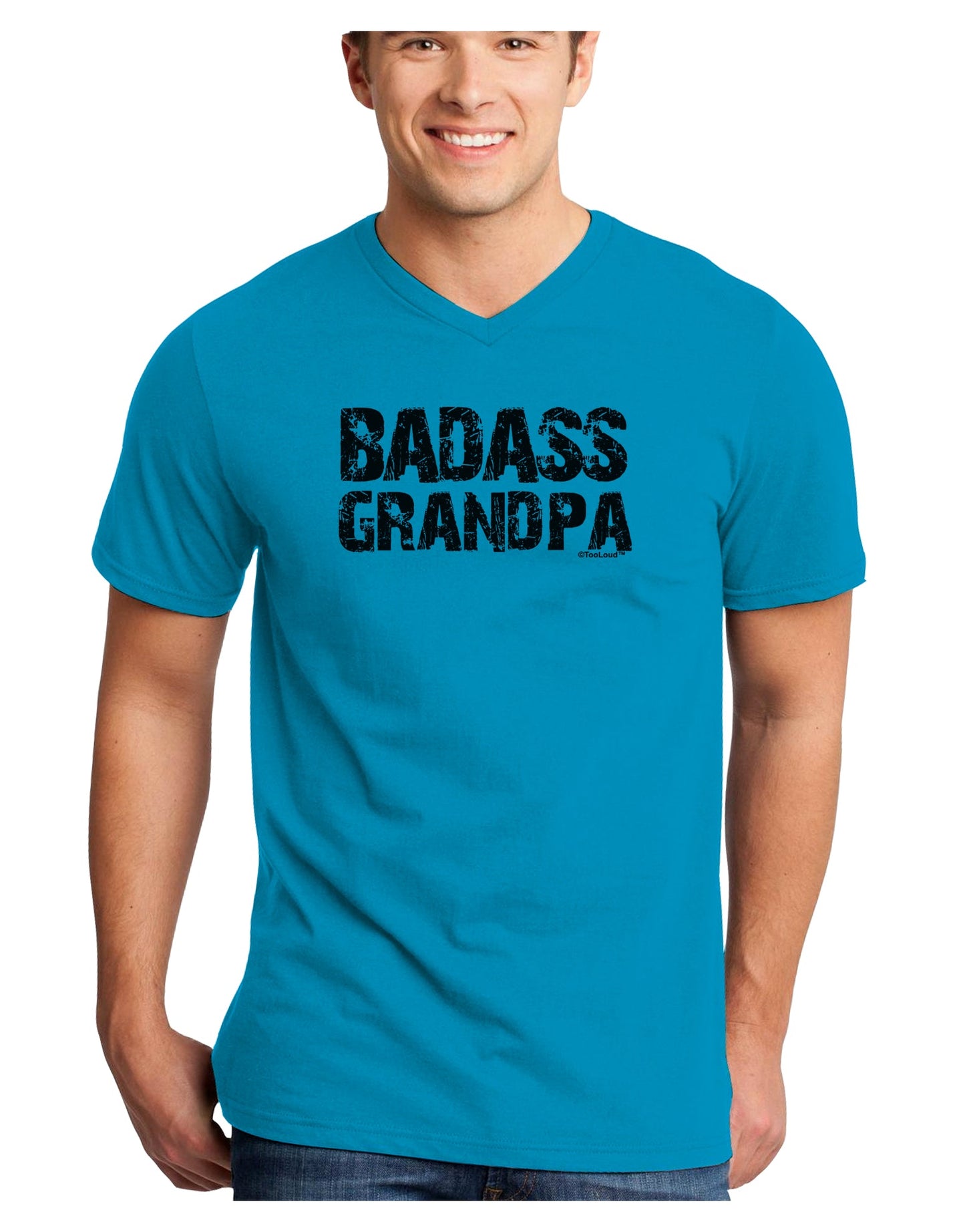 Badass Grandpa Adult V-Neck T-shirt by TooLoud-Mens V-Neck T-Shirt-TooLoud-Turquoise-Small-Davson Sales