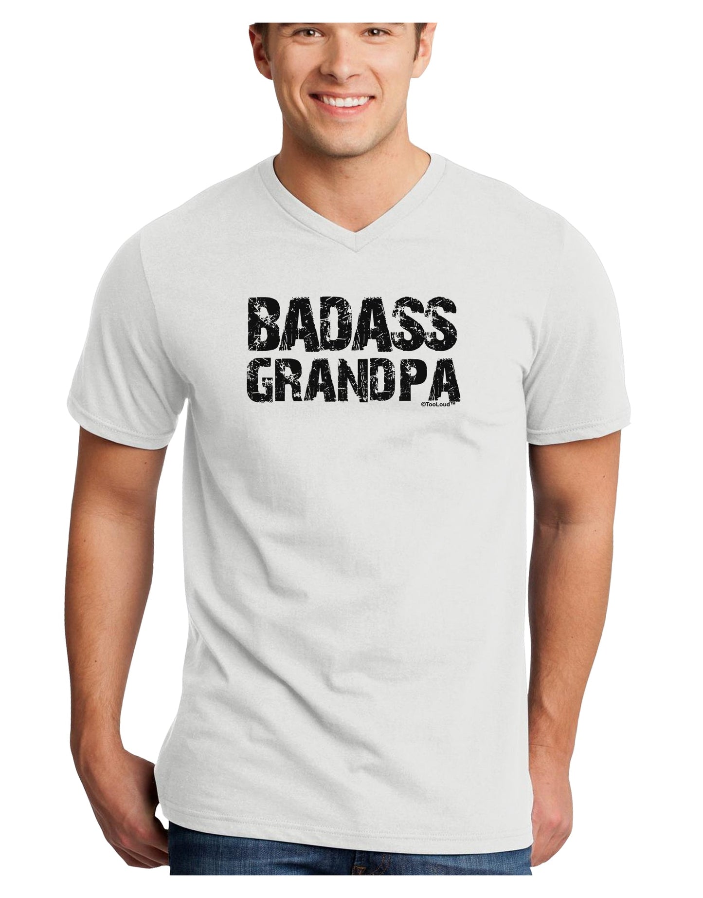 Badass Grandpa Adult V-Neck T-shirt by TooLoud-Mens V-Neck T-Shirt-TooLoud-White-Small-Davson Sales