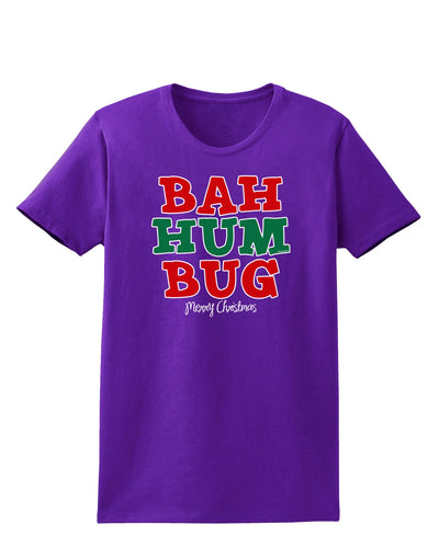 Bah Humbug Merry Christmas Womens Dark T-Shirt-TooLoud-Purple-X-Small-Davson Sales