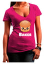 Baker Cute Roll Juniors V-Neck Dark T-Shirt-Womens V-Neck T-Shirts-TooLoud-Hot-Pink-Juniors Fitted Small-Davson Sales