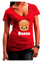 Baker Cute Roll Juniors V-Neck Dark T-Shirt-Womens V-Neck T-Shirts-TooLoud-Red-Juniors Fitted Small-Davson Sales