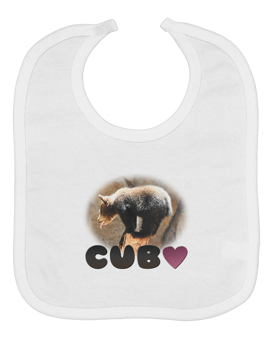 Balancing Bear Cub with Text Baby Bib