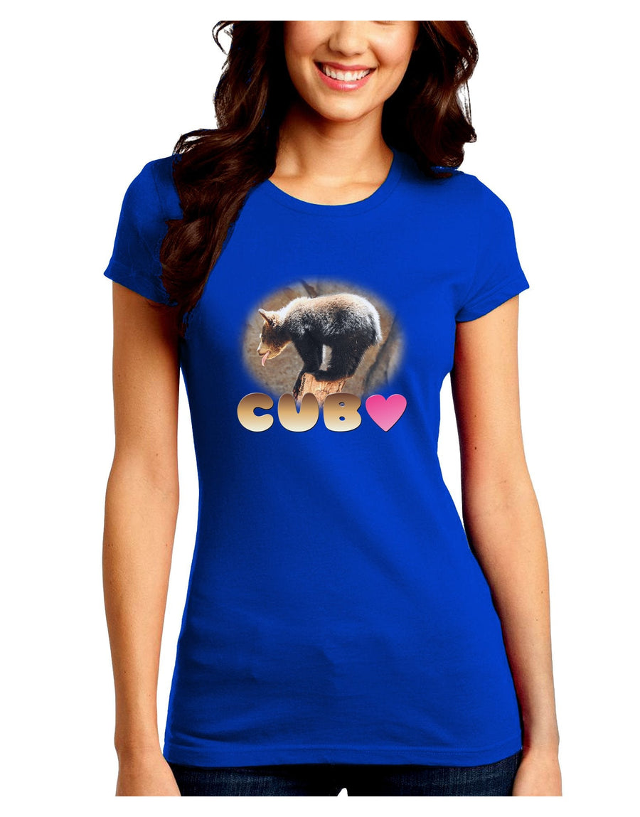 Balancing Bear Cub with Text Juniors Petite Crew Dark T-Shirt-T-Shirts Juniors Tops-TooLoud-Royal-Blue-Juniors Fitted XX-Large-Davson Sales