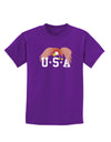 Bald Eagle USA Childrens Dark T-Shirt-Childrens T-Shirt-TooLoud-Purple-X-Small-Davson Sales